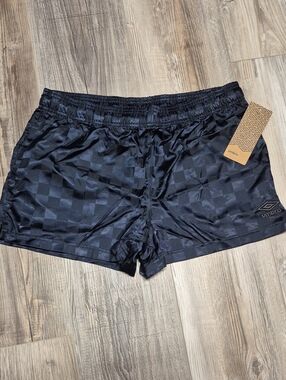 Umbro Black Satin Checker Swim/Training Shorts